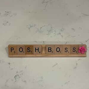 Scrabble Tile Tiles Nameplate Custom Posh Boss Pink Flower